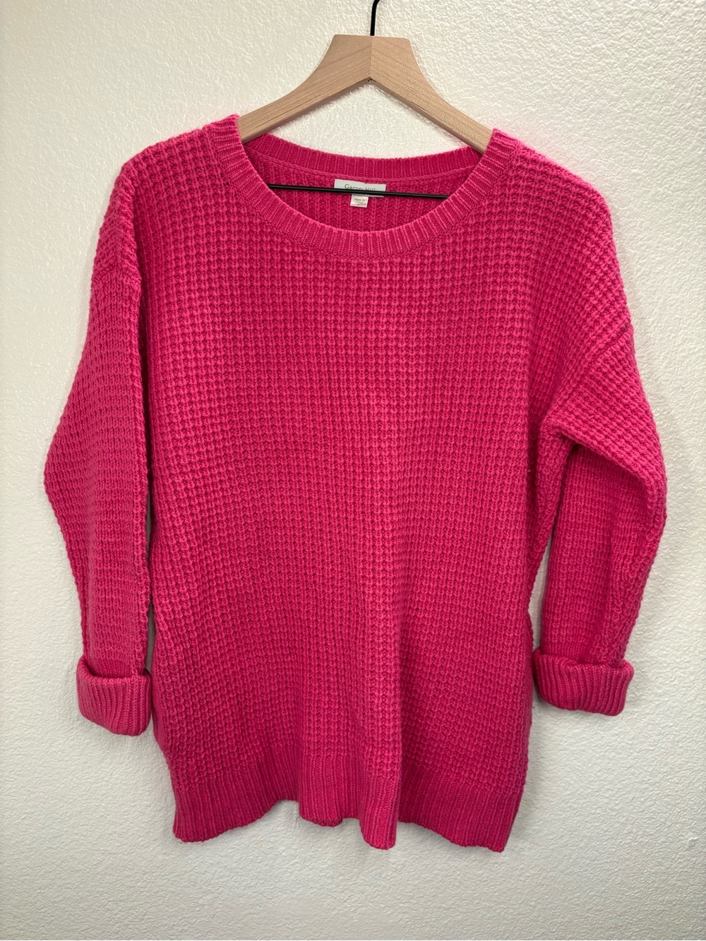 Pink Cashmere Angora Lambswool Knit Sweater Size L